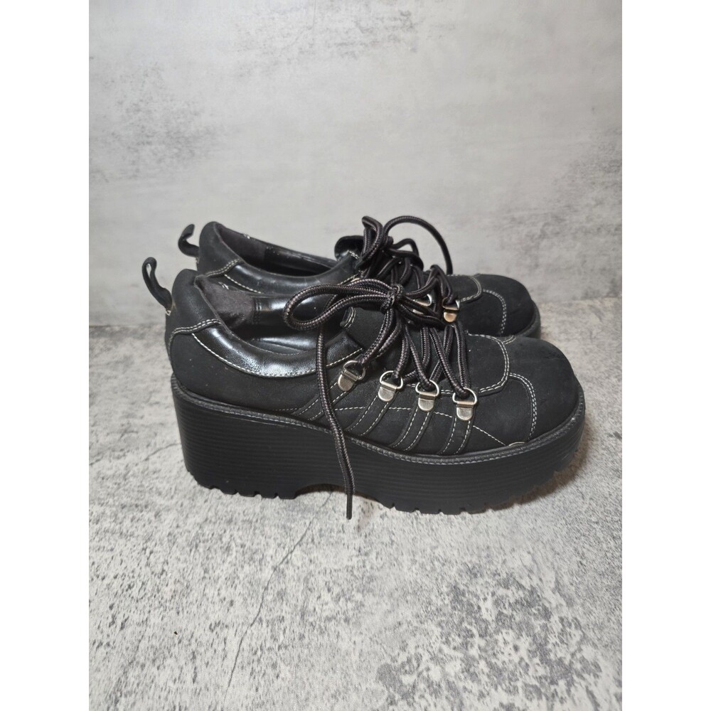 Vtg 90s Lower East Side Shoes Y2K Sz 7 Faux Leather Chunky Platform Grunge Punk